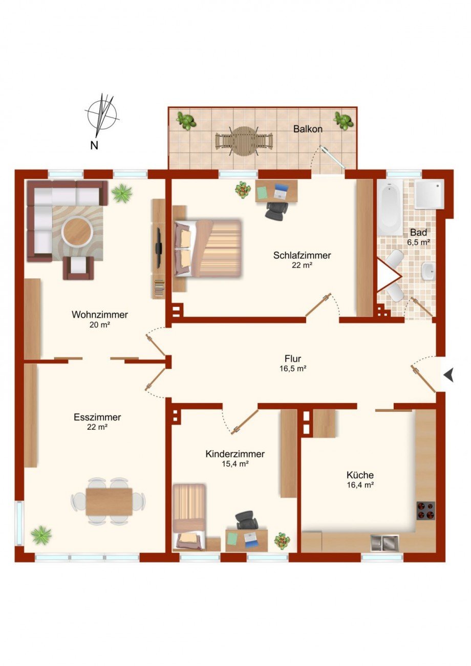 Grundriss 2D Etagenwohnung Goslar